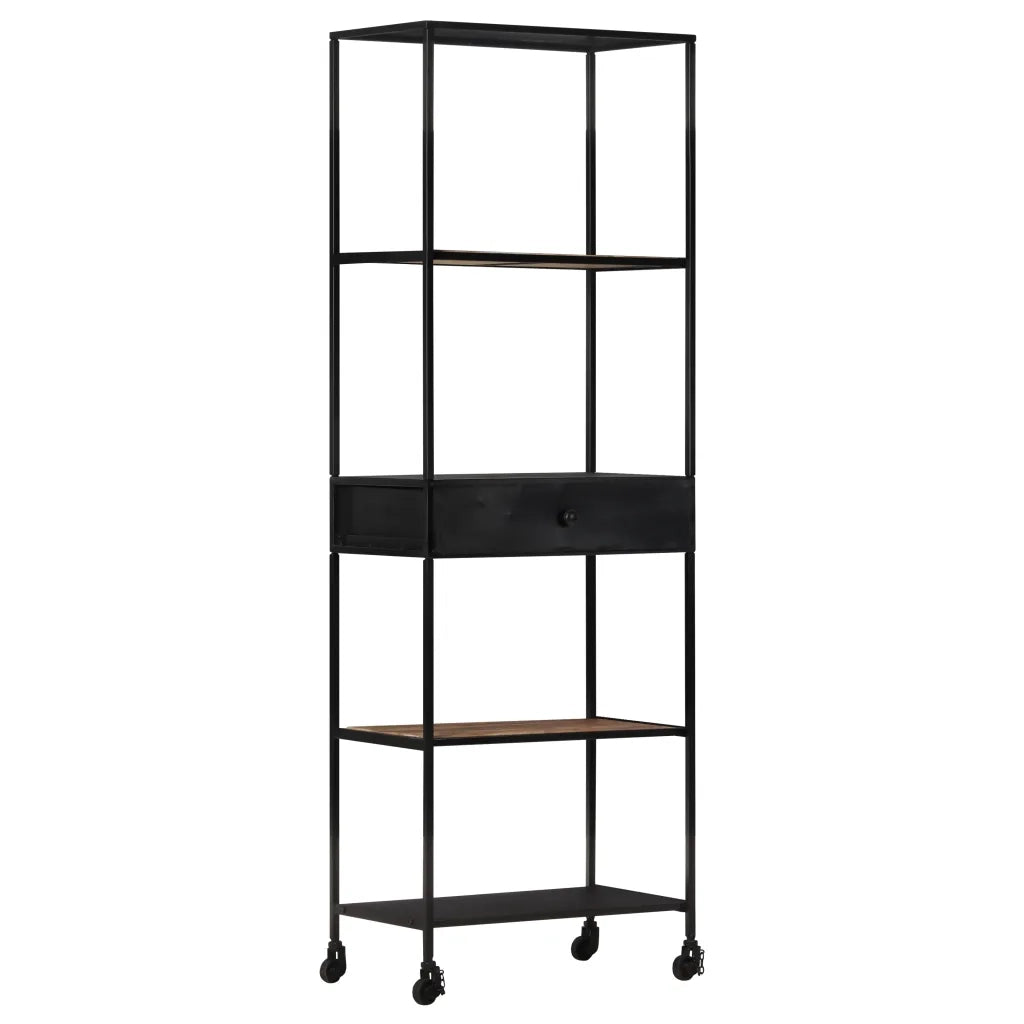 Libreria 60x35x180 cm in Legno di Mango Grezzo e Ferro cod mxl 19255