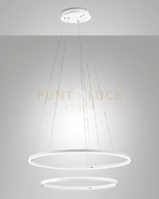 LEO SOSPENSIONE BIANCA 52W 3000K 5320LM 2 CERCHI D.60+40CM DIMMERABILE DALI
