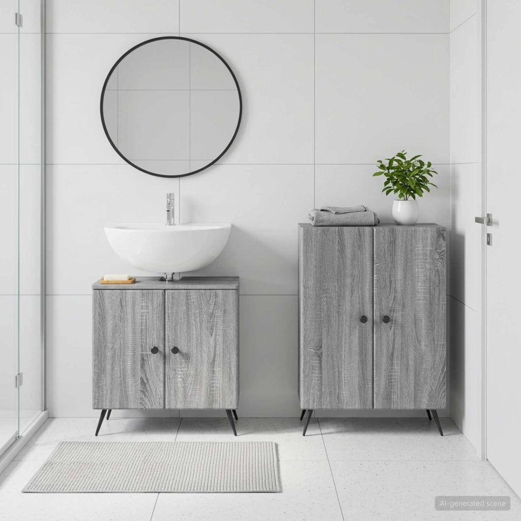 Set di Armadi da Bagno da 2 Pezzi BREDA Sonoma grigio 3417645