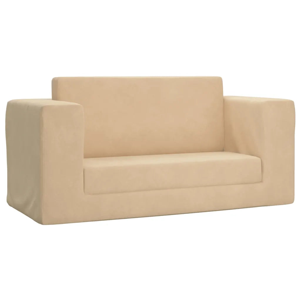 Divano letto | Sof¨¤ letto | Letto singolo per Bambini a 2 Posti Crema in Morbido Peluche