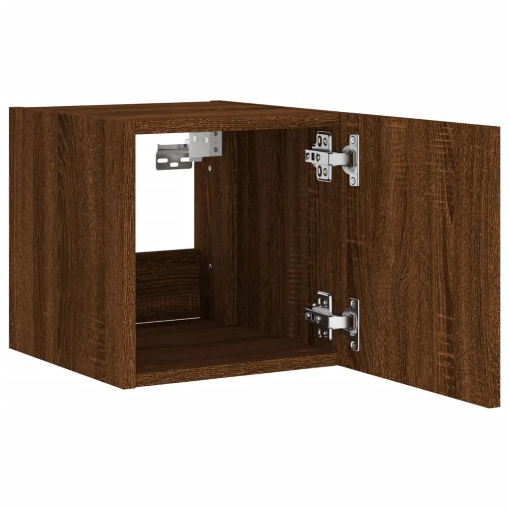 Mobile TV multimediale da parete mensola TV credenza TV mobile TV sala da pranzo soggiorno camera da letto luci LED 2 pezzi rovere 30,5 x 35 x 30 cm marrone 02_0029158