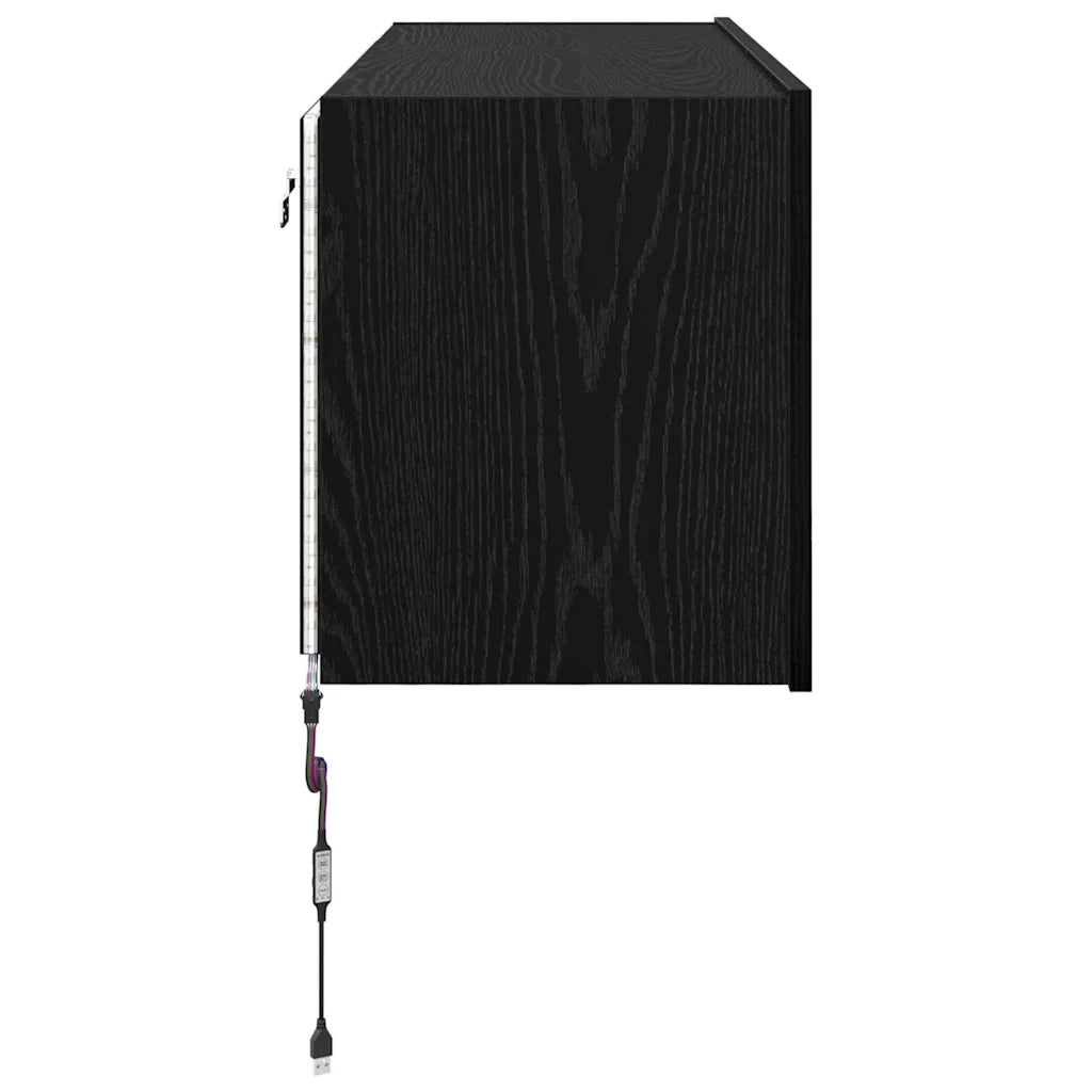 Mobile TV da parete con LED Rovere Nero 100 x 35 x 41 cm