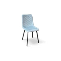 PAZZO DESIGN Sedia Arianna set da 4 sedie azzurra in velluto e gambe in metallo