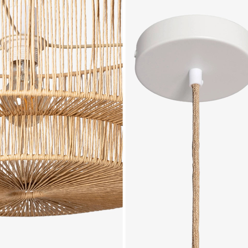 Lampada sospensione interna effetto rattan, 50cm, marrone naturale