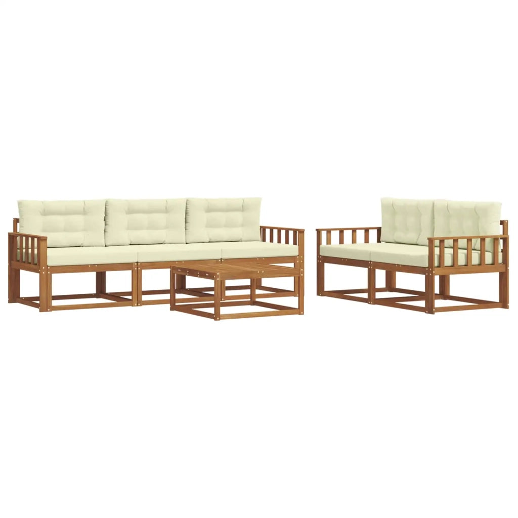Set di divani da esterno con cuscino 6 pcs Naturale e Crema