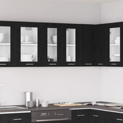 Cabinetto in vetro appeso  in rovere nero - 60x31x60 cm
