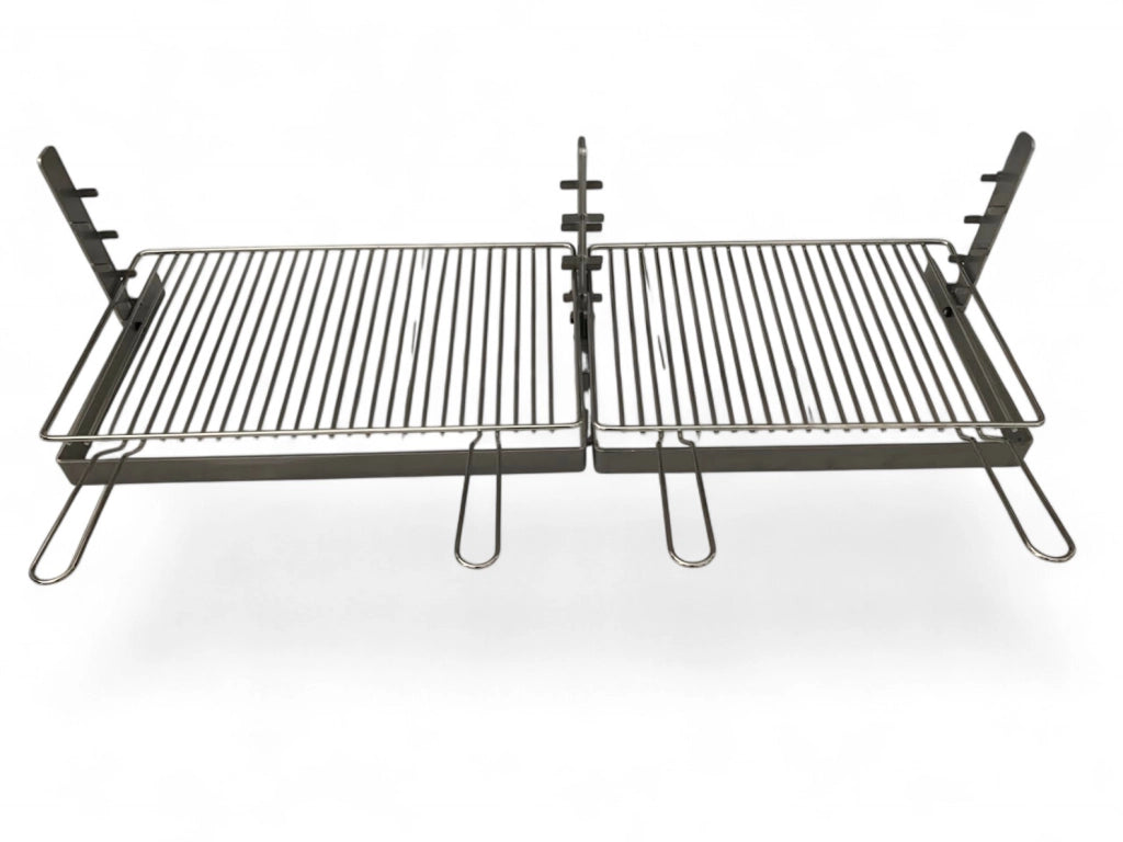 Griglia per Barbecue e Camino in Acciaio Cromato, Regolabile in Altezza, Struttura in Ferro, per Carne Pesce e Verdure 80x36 cm