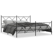 Letto matrimoniale | Letto per adulti | Giroletto con Testiera e Pediera Metallo Nero 183x213 cm