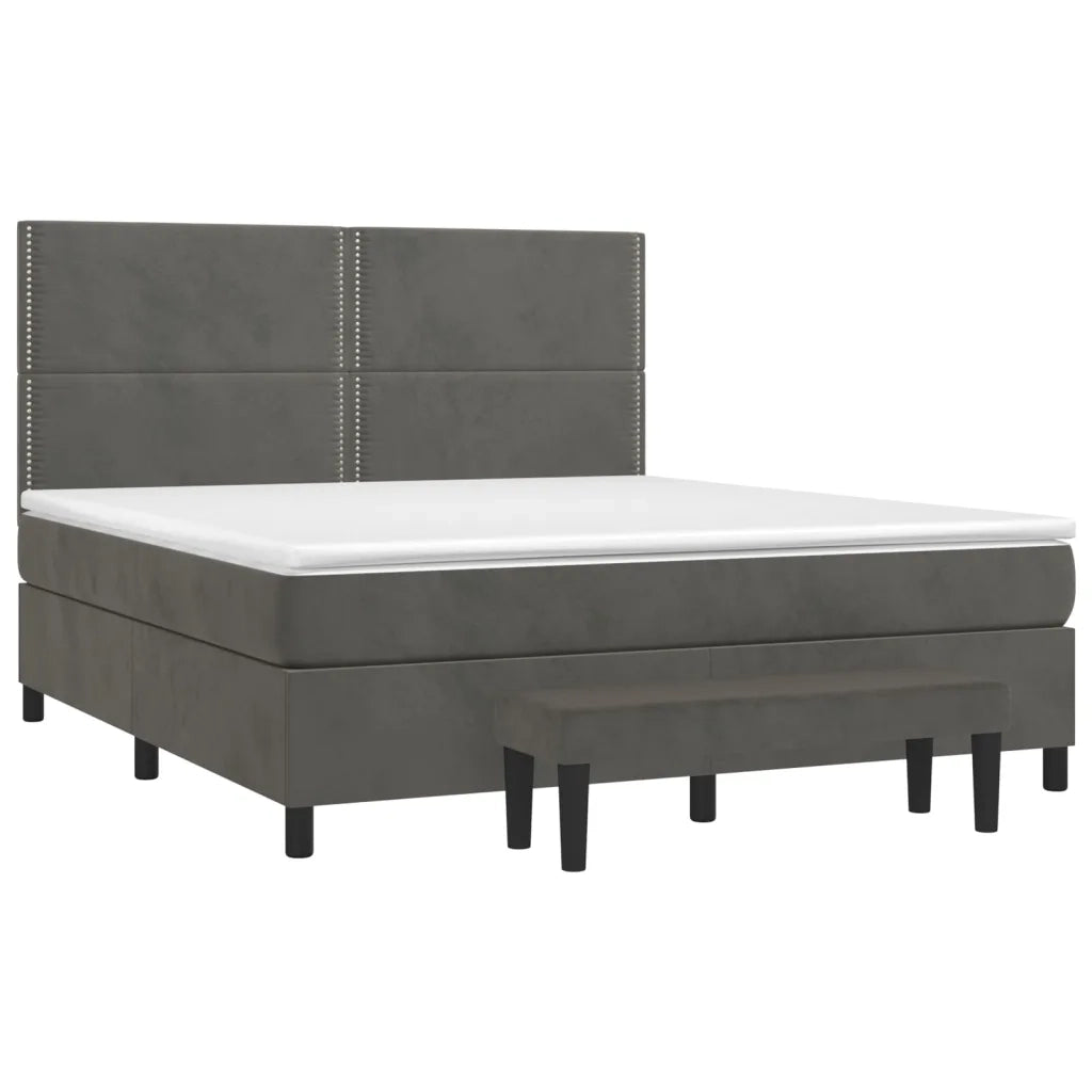Giroletto a Molle con Materasso Grigio Scuro 180x200 cm Velluto 3137798