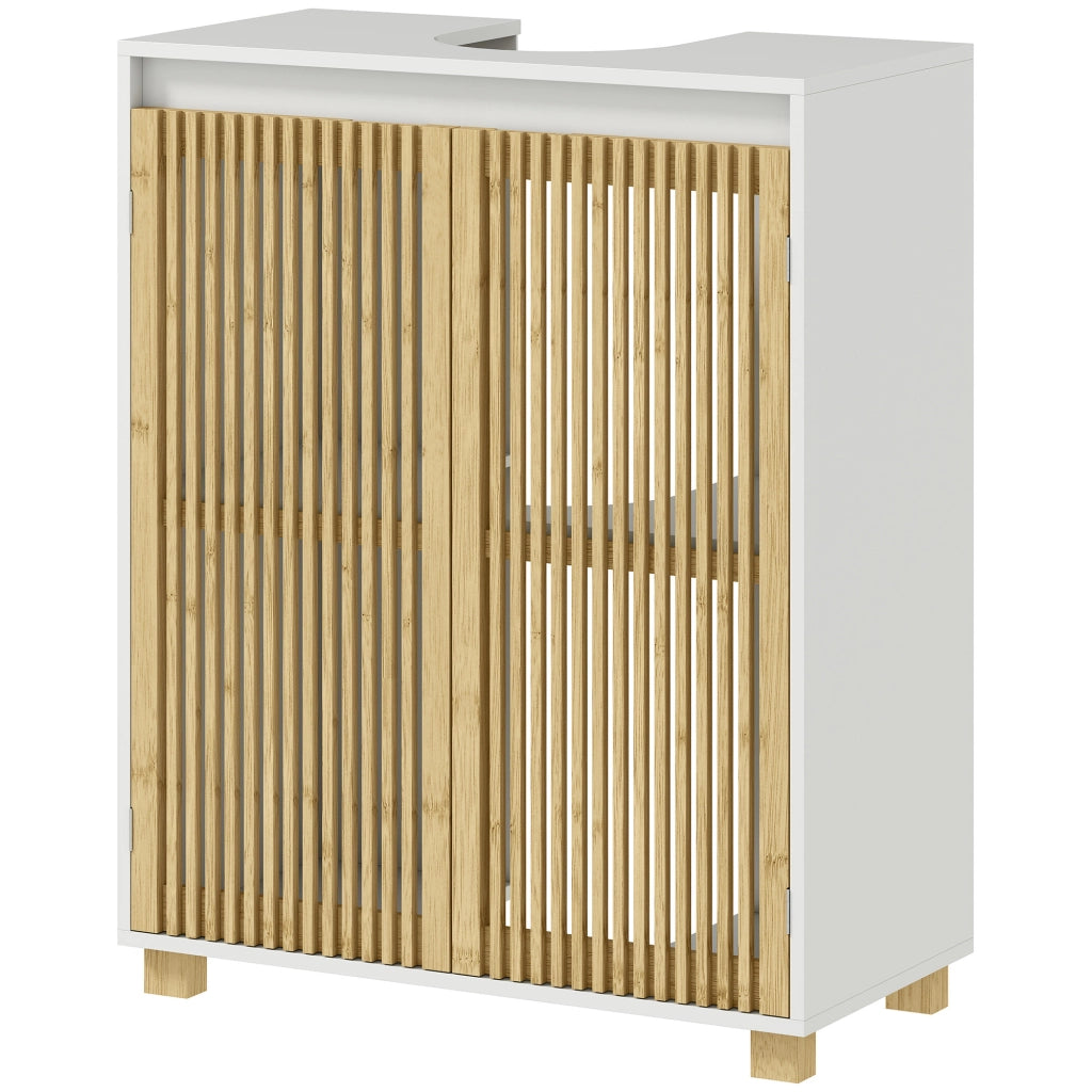 Mobiletto sottolavabo bagno ¨C zephmum ¨C 60x30x75 cm legno bamb¨´ effetto naturale