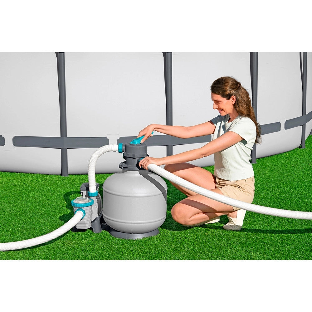 Trade Shop - Pompa Sistema Di Filtraggio A Sabbia Con Timer Manometro 8.327l/h Piscine Fuori Terra 58499 -
