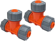 Set di connettori per tubi irrigatori a 3 vie "T" - 19 mm - Set da 2 - Plastica - Connettore rapido - Tubi irrigatori - affidabile e facile da usare