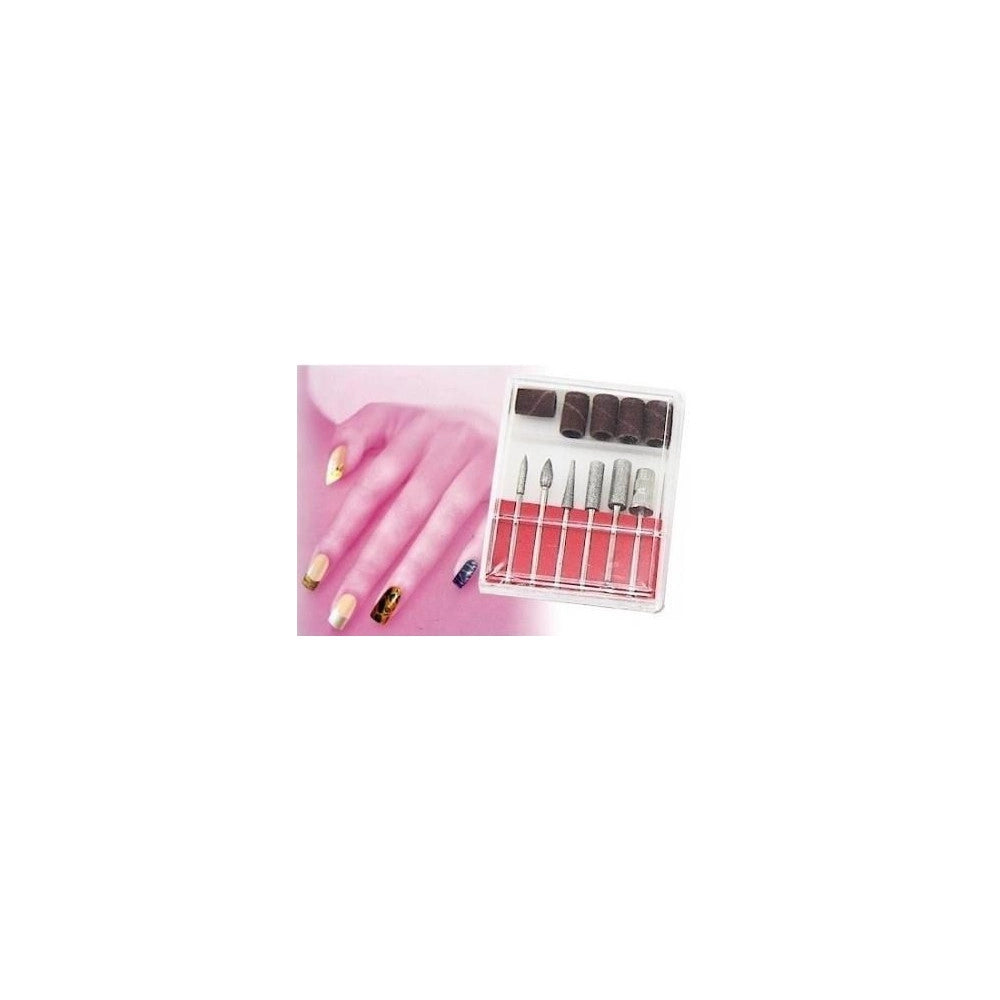 Trade Shop - 6 Punte Kit Set Fresa Fresatrice Nail Art Unghie Cilindri Abrasivi Scovolini -