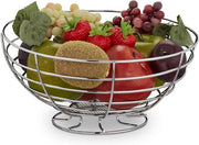 Scatola per frutta in metallo per verdure e pane - vassoio per frutta moderno - 12x24,5 cm - color argento.