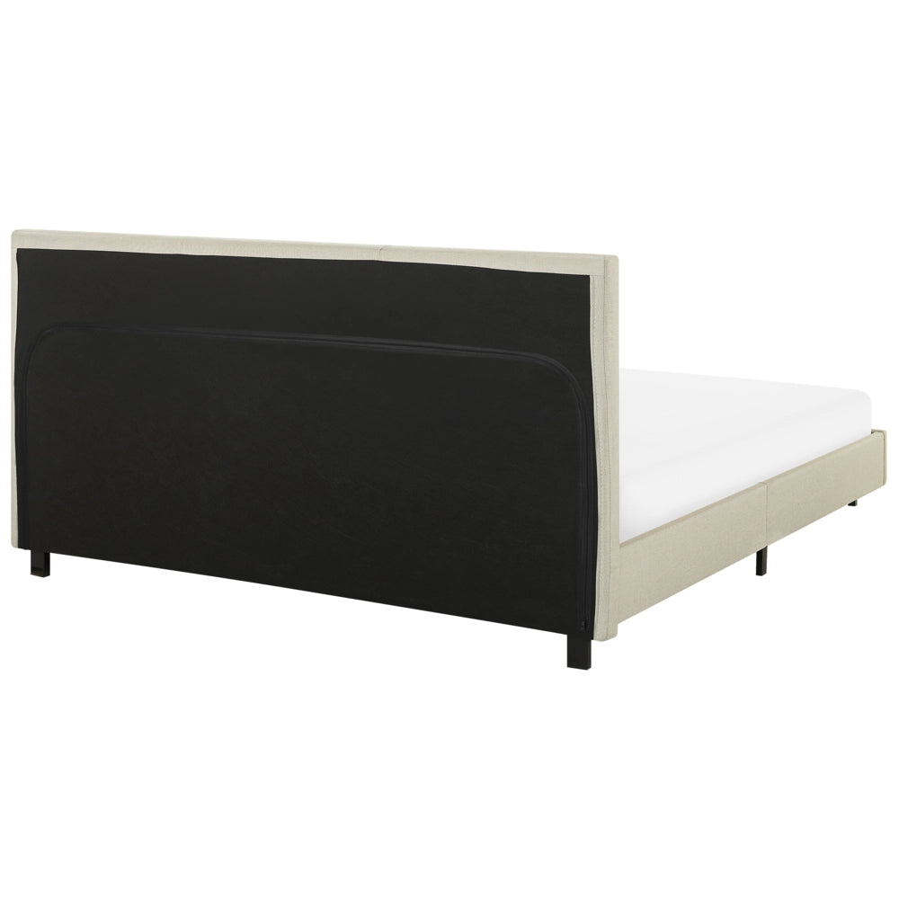 Letto ad acqua EU King Size Beige Tessuto imbottito 160 x 200 cm con materasso poggiatesta Design moderno
