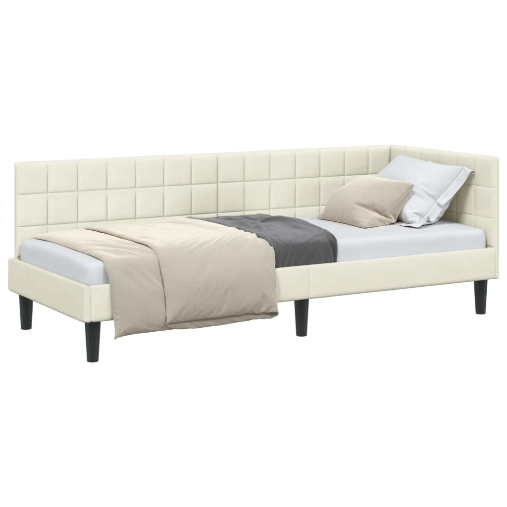 Cornice del letto ad angolo Crema 80 cm x 200 cm Velluto 42016415