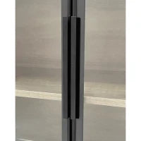 Armadio da bagno con illuminazione LED, 2 grandi cassetti e 2 ante in vetro, 74×36×155 cm, Naturale