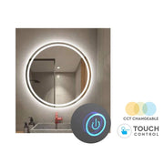 Specchio Bagno Con Luci Led 25W CCT Interruttore Touch Rotondo Diametro 600mm IP44 SKU-40491