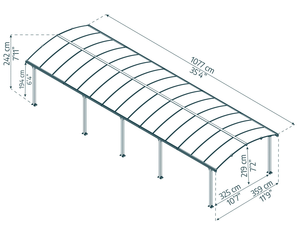 Carport in Alluminio Arcadia 3.6 X 11 m
