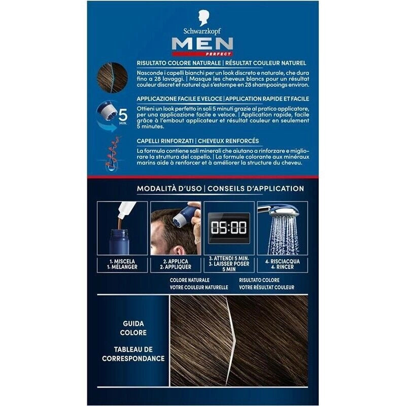 SCHWARZKOPF MEN PERFECT TINTA COLORANTE IN GEL RISULTATO FINO A 28 SHAMPOO 70 CASTANO SCURO NATURALE