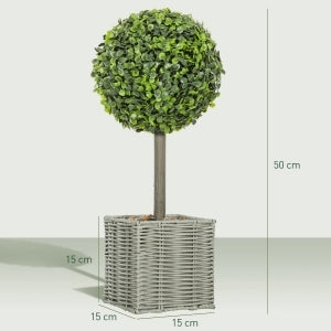 PIANTE ARTIFICIALI Set da 2 pezzi bosso UV 50 cm verde