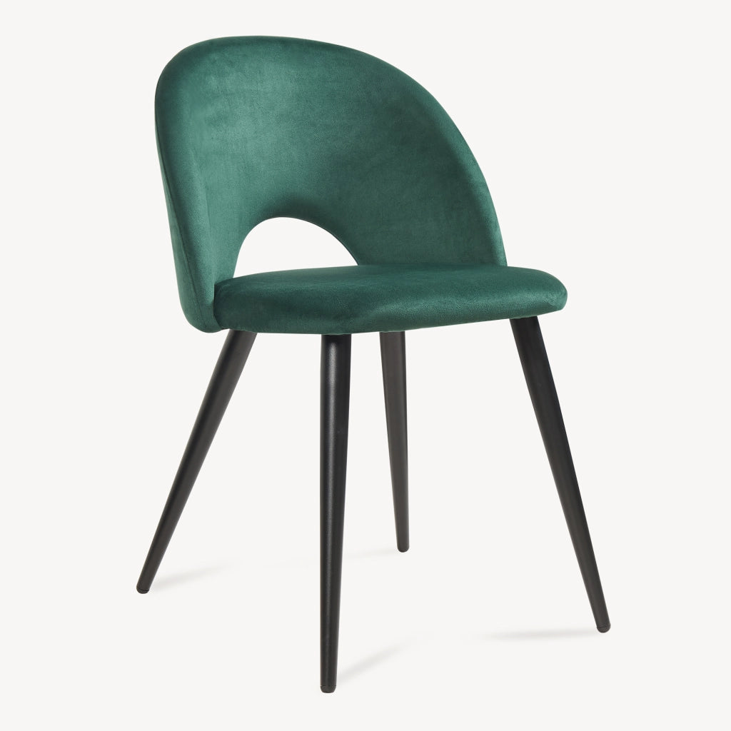 Set Karijoki di 2 Sedie Imbottite da Sala Pranzo Effetto Velluto - Verde Scuro / Nero [en.casa]