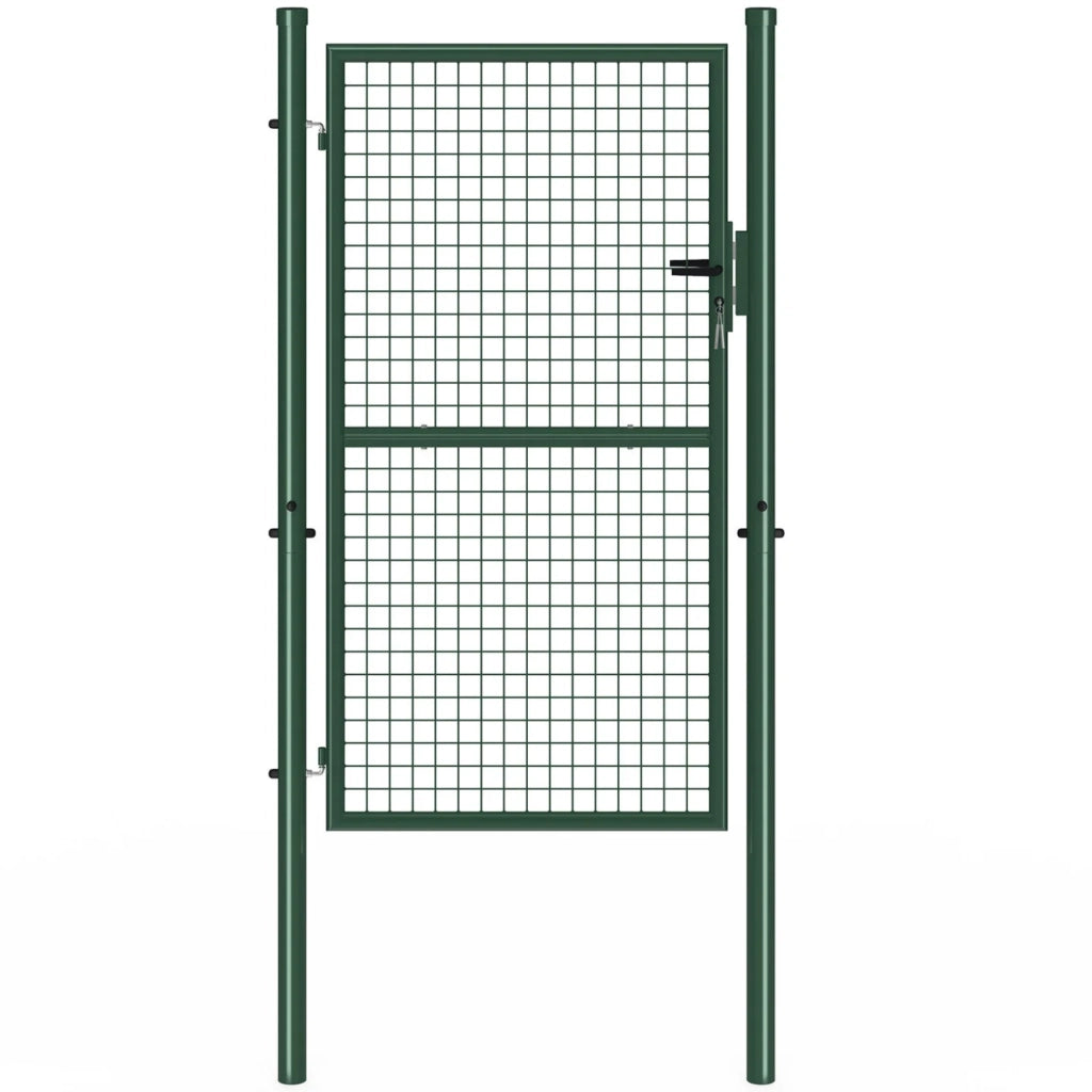 IDMarket - Cancello da giardino in acciaio 105 x 175 cm con serratura e maniglia verde