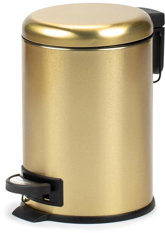 Contenitore di rifiuti in acciaio inossidabile con pedale a piede - 3 litri - spazio interno rimovibile - soft-close - BPA-free - dorato - 175 x 225 x 25 cm