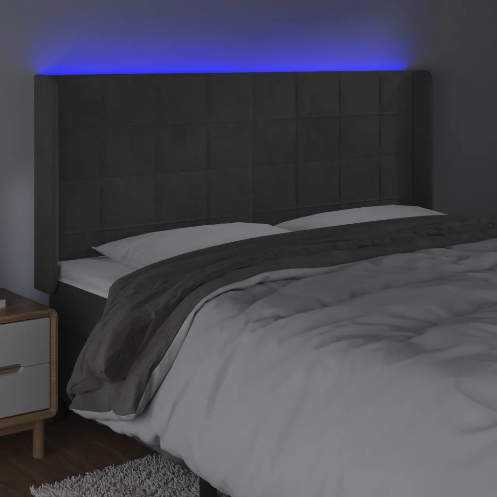 Testiera a LED Grigio Scuro 183x16x118/128cm inTessuto 3124109