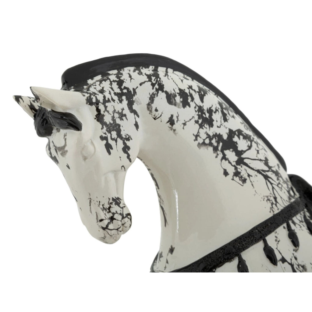 Scultura a forma di cavallo bicolore in poliresina L 31 × P 10,5 × H 34 cm