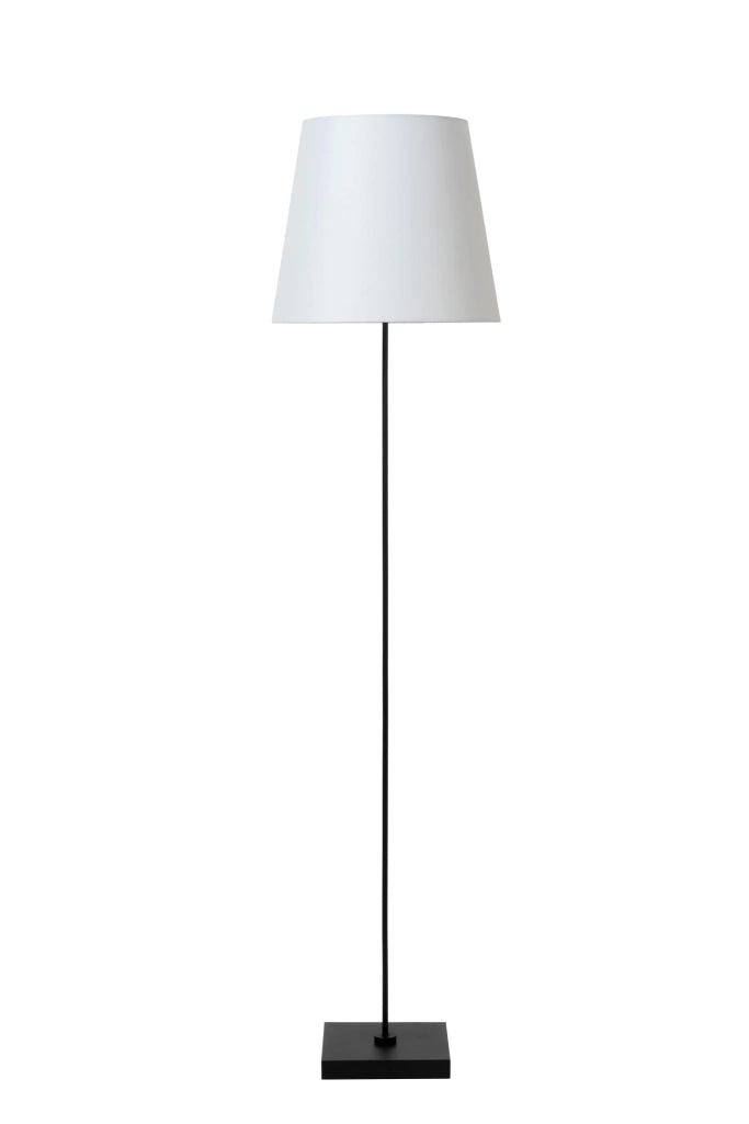 Lampada da terra classica nera paralume bianco 150cm E27 Lucide