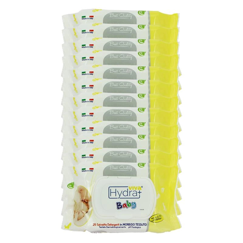 MAURY'S SET 12CF SALVIETTE DETERGENTI UMIDIFICATE PER BAMBINI BABY 25PZ ALOE VERA VITAMINA E BEST QUALITY