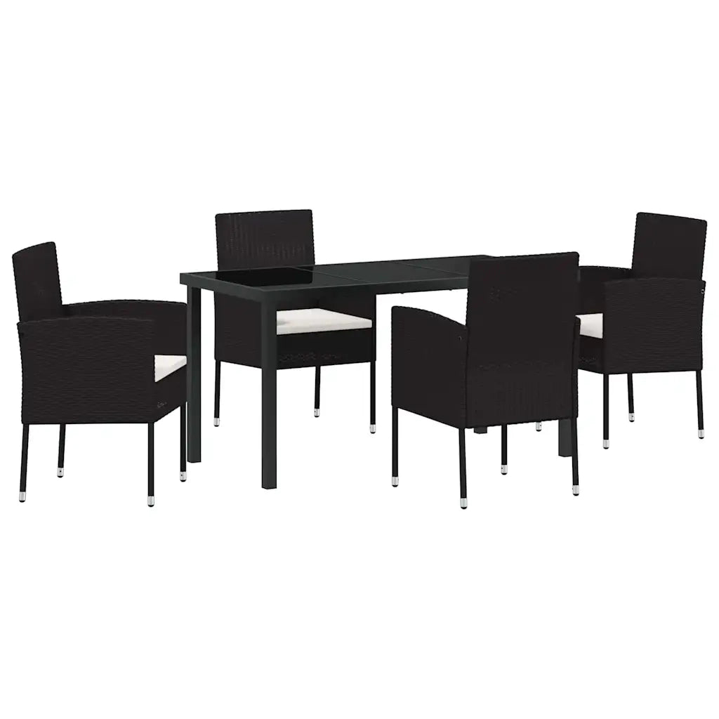 Set da Pranzo per Giardino con cuscino 5 pcs Nero polyrattan 3379921