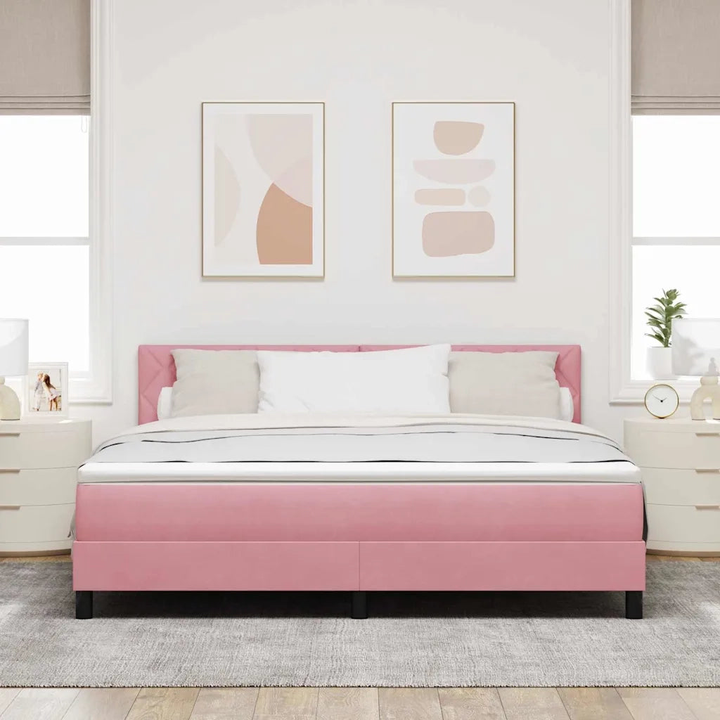 Letto a Sorgente LED con materasso Rosa 180 x 200 cm Velluto 3342739