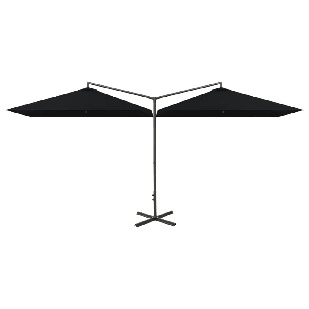 Ombrellone doppio con palo in acciaio nero 600 x 300 cm 02_0008428