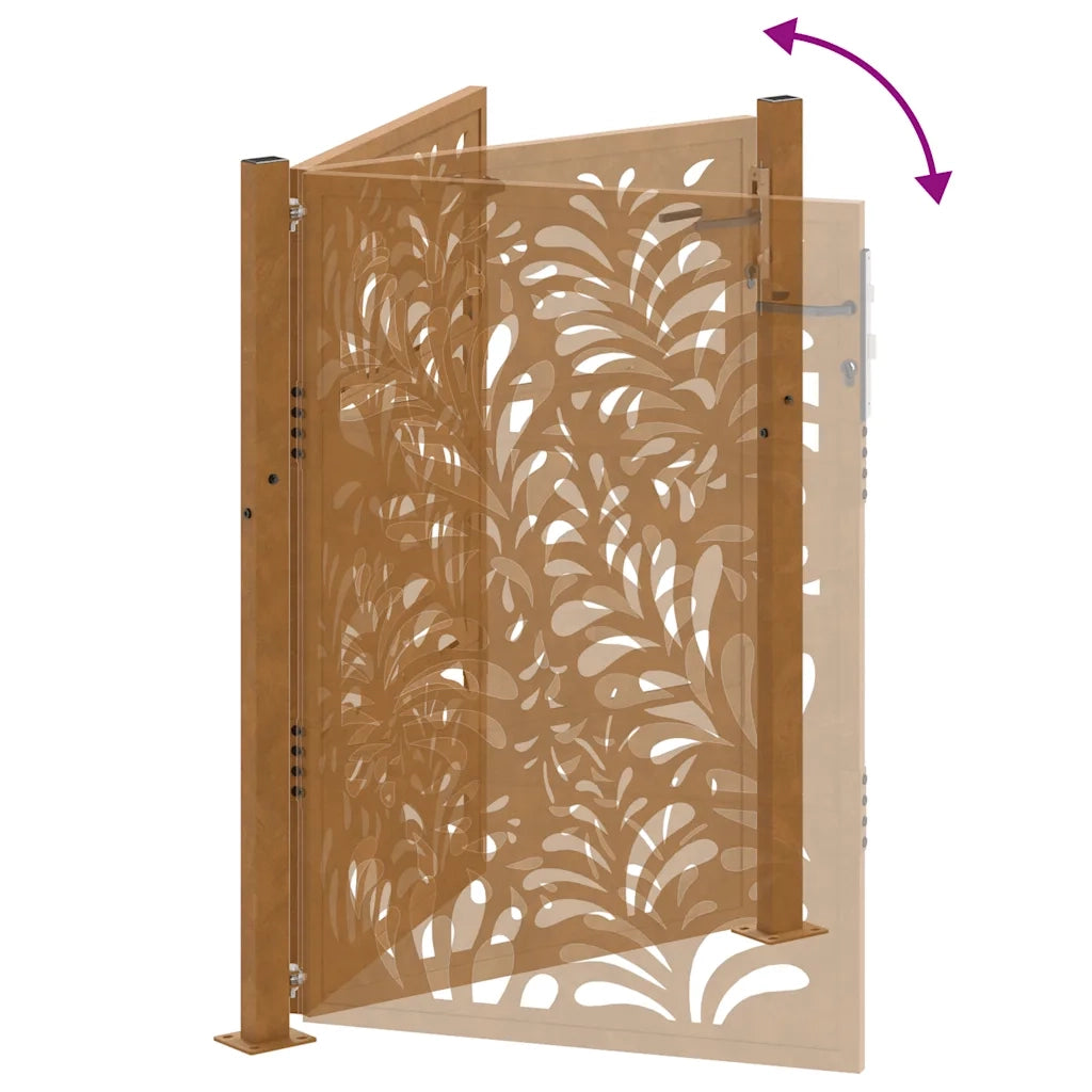 Cancello da Giardino 105x155 cm Acciaio Corten Design Ondulato