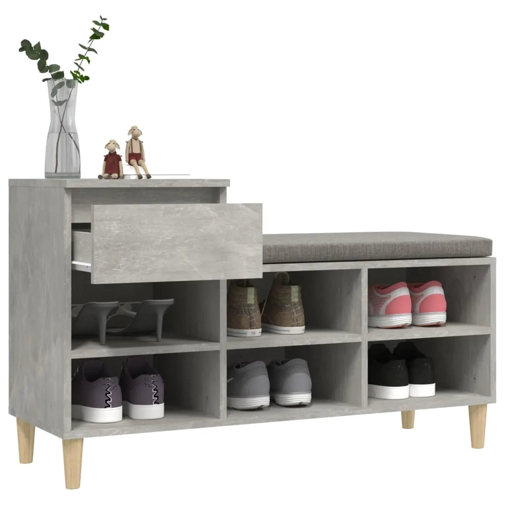 Scarpiera Grigio Cemento 102x36x60 cm in Legno Multistrato 821208
