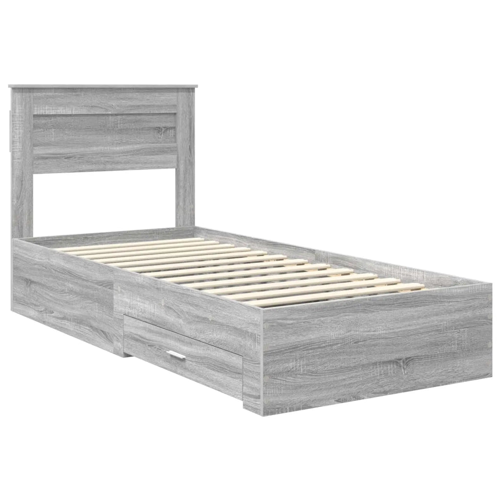 Struttura del letto Grigio Sonoma e Argento 75 x 190 cm 3410047