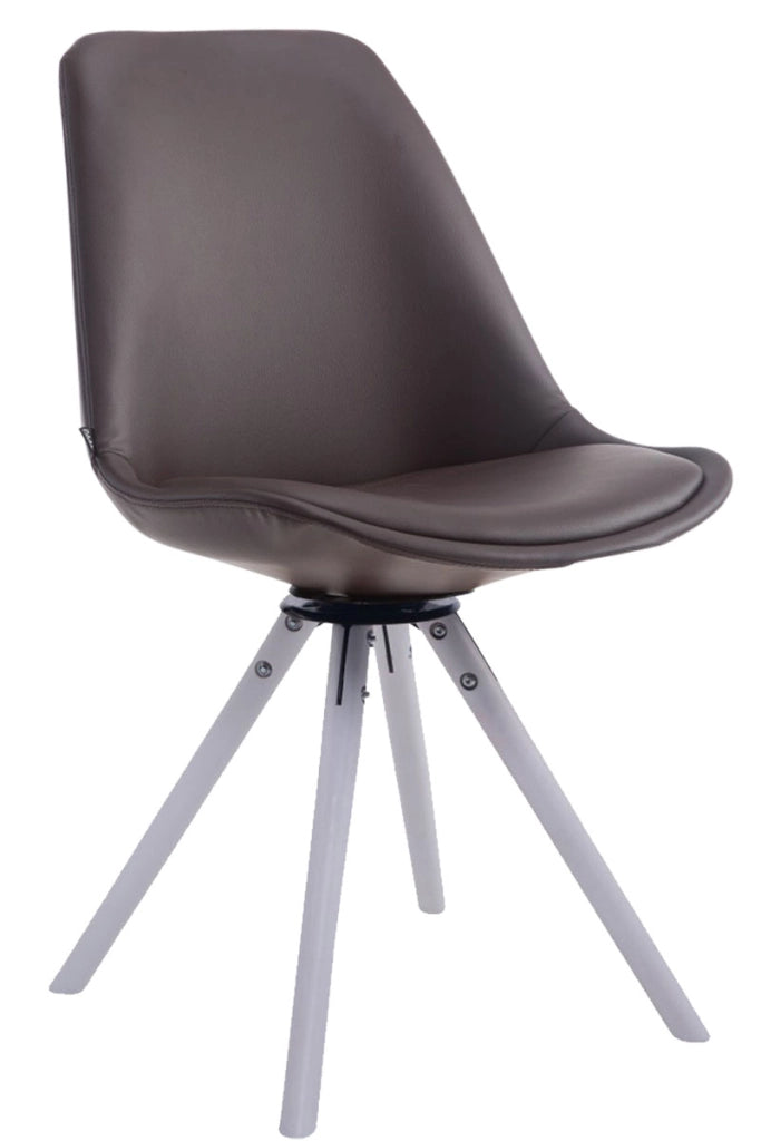 Sedia Calais in similpelle girevole bianco,marrone