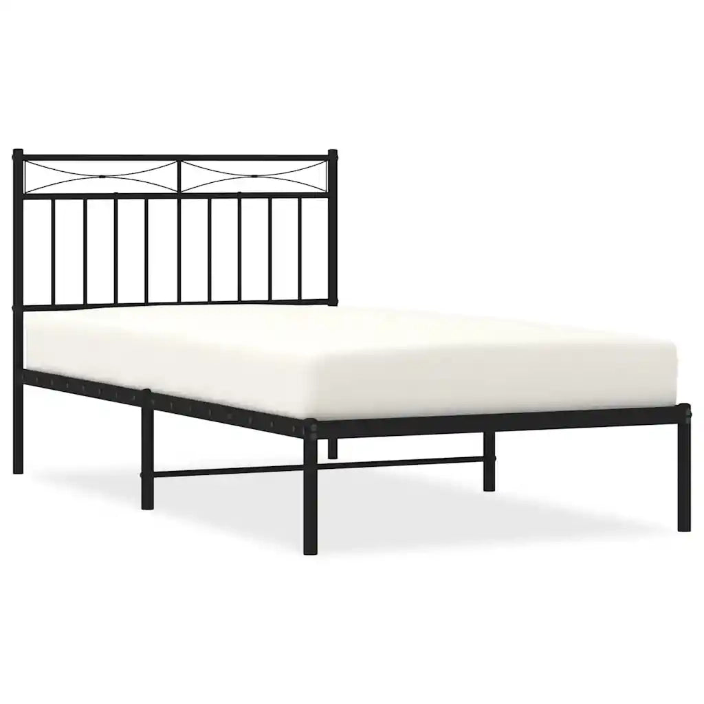Giroletto con Testiera in Metallo Nero 100x190 cm