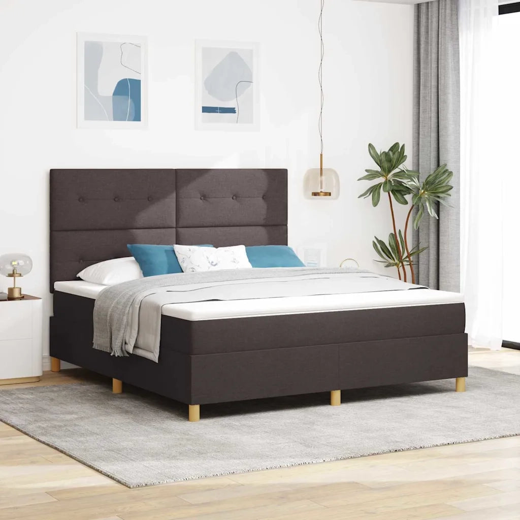 Letto a Sorgente LED Marrone Scuro 180 x 200 cm Tessuto 3343120