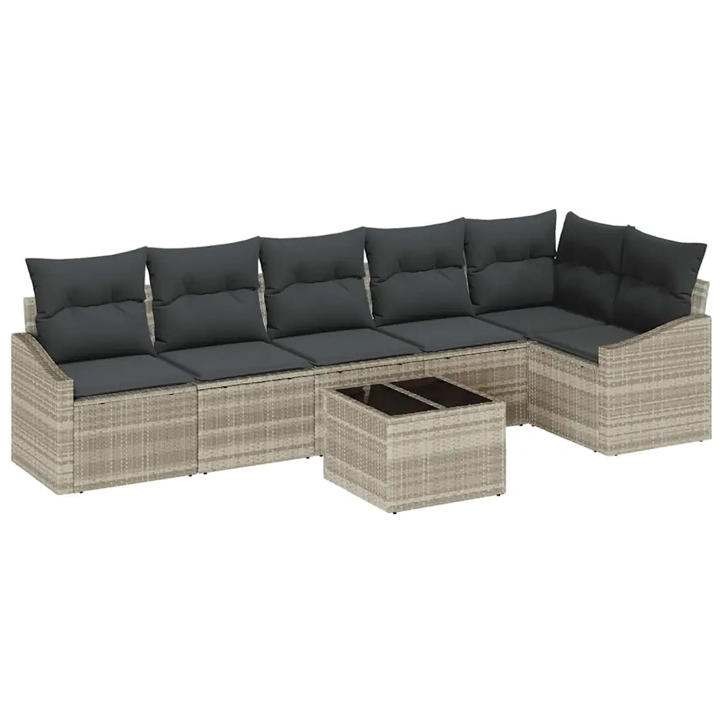Set Divano da Giardino 7 pcs Grigio chiaro polyrattan 3355421
