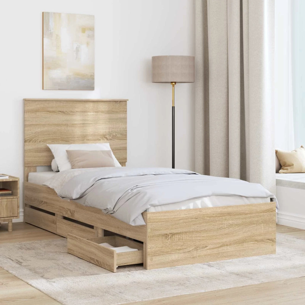 Struttura del letto con cassetto Rovere Sonoma 75 x 190 cm