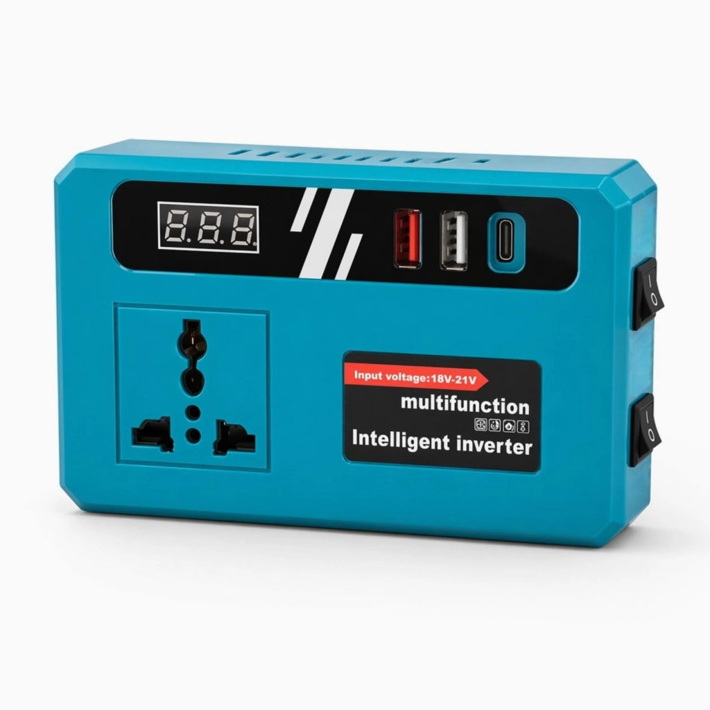 Inverter 150W per Batteria Makita 18V con Presa 220V USB Type-C Display LCD e Torcia