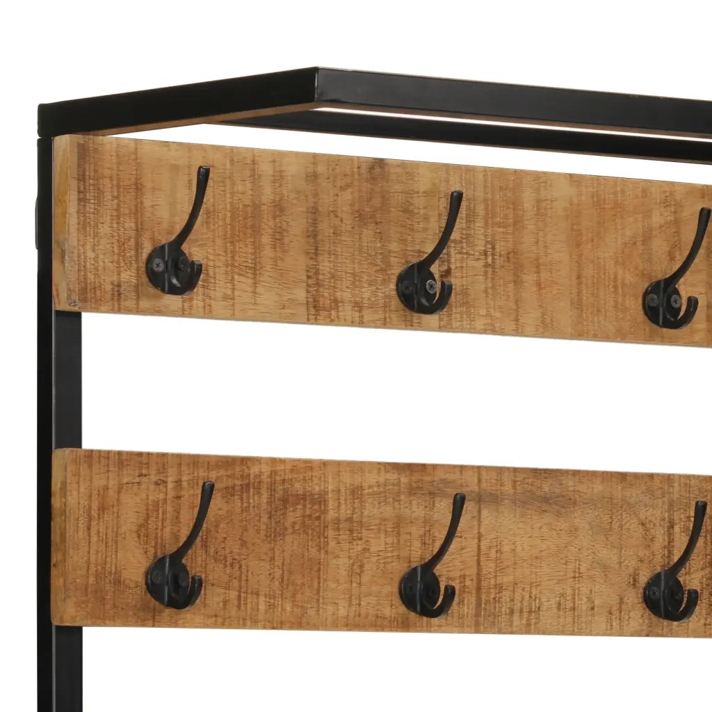 Appendiabiti con Scarpiera-Scarpiera con Appendiabiti 68x30x182 cm Massello Mango Grezzo