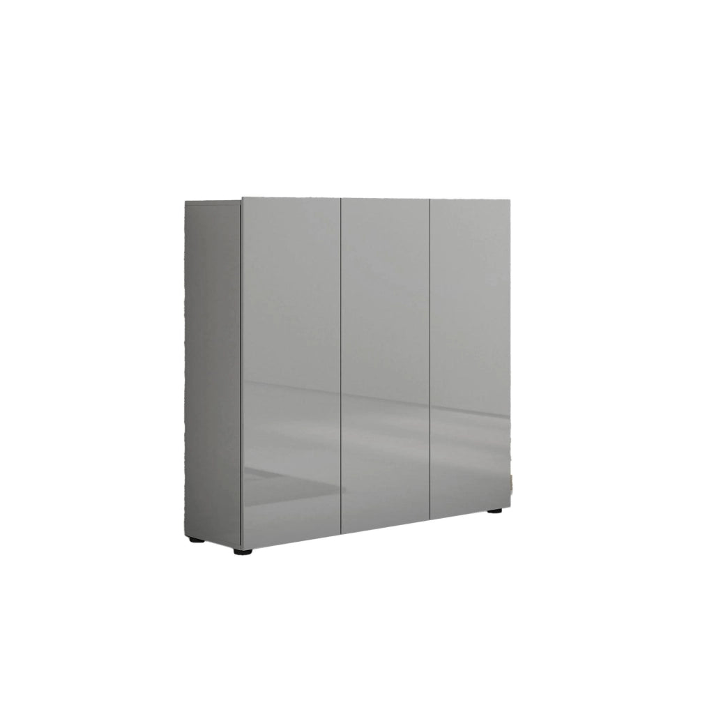 Scarpiera Alcazar, Mobile portascarpe, Armadio da ingresso multiuso, Mobiletto per calzature, Made in Italy, 120x34h115 cm, Grigio