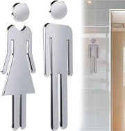 Bordi WC Zilver - Etichetta Acqua Resistente - Nome Placca - Uomo/Donna - Altezza 20 cm - Materiale ABS Durevole - Etichette WC Resistenti Acqua