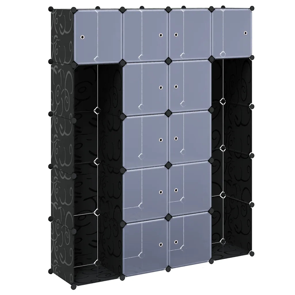 Armadietto Modulare 14 Scomparti Nero e Bianco 37x146x180,5 cm CFW1795394