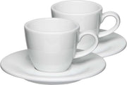 Set da caffè barista da 2 pezzi, 80 ml - tazza con ciotola, design italiano e classico - spessopelle, porcellana, set da 2, bianco perlatino, bianco