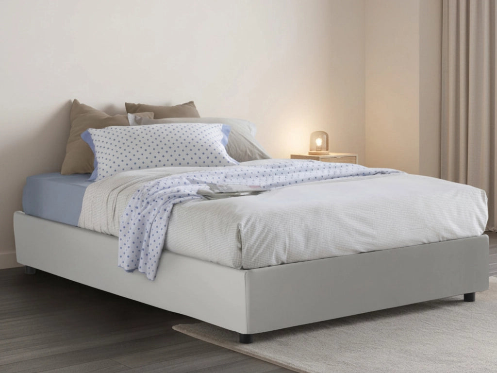 Americas, Letto Piazza e Mezza Contenitore Made in Italy, Bianco
